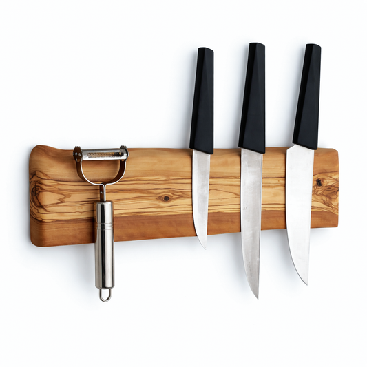Live Edge Olive Wood Magnetic Knife Holder: Kitchen Decor