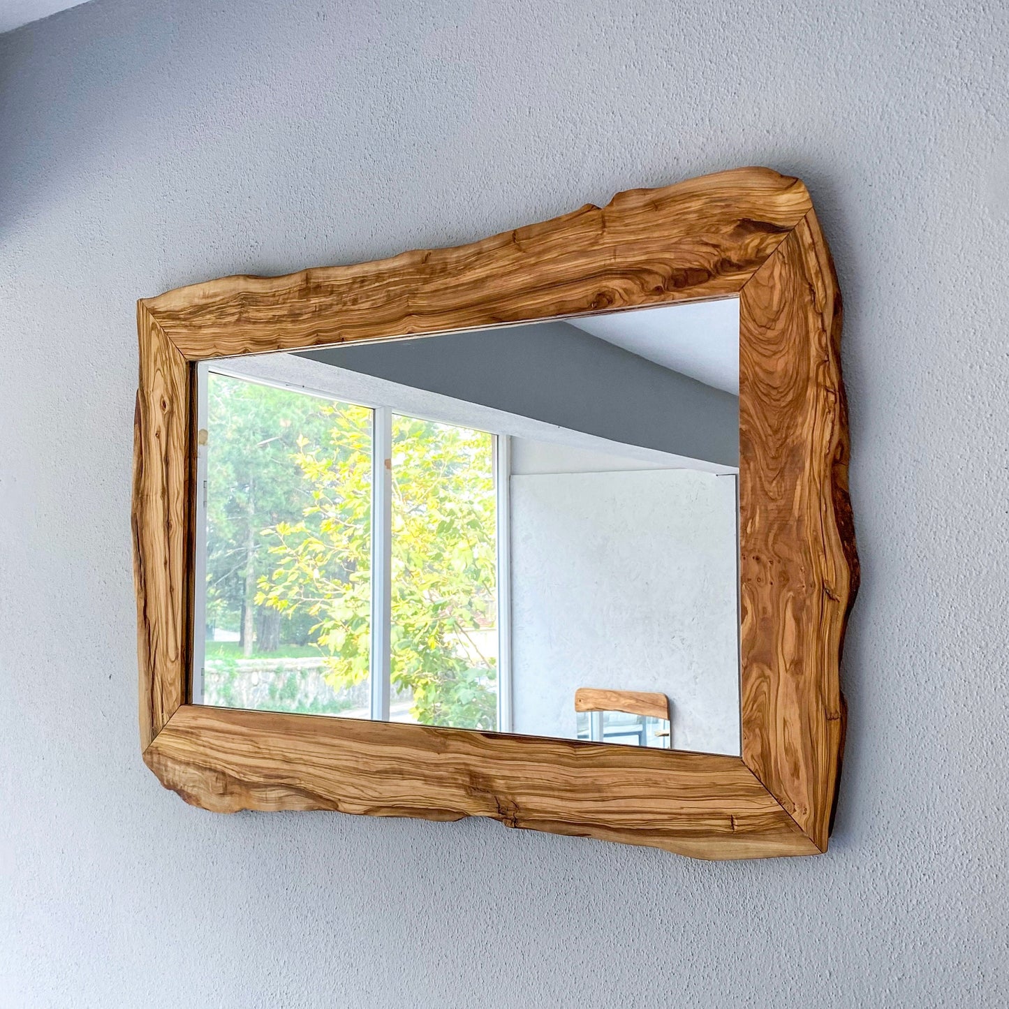 Handmade Live Edge Olive Wood Wall Mirror