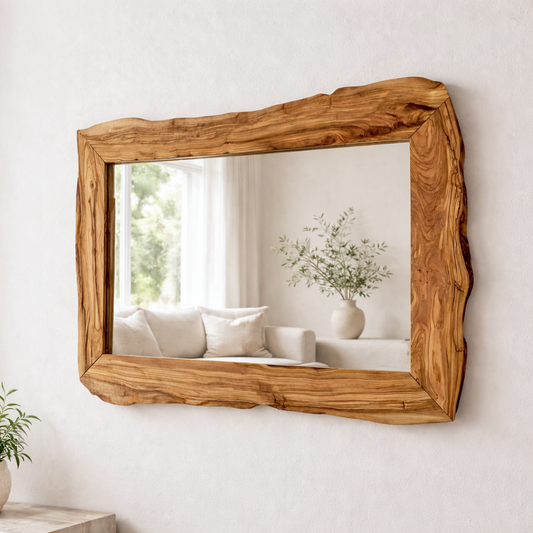 Handmade Live Edge Olive Wood Wall Mirror