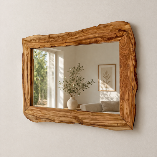 Handmade Live Edge Olive Wood Wall Mirror