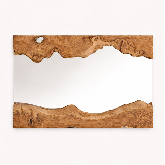 Live Edge Olive Wood Rectangle Wall Mirror: Unique Natural Design