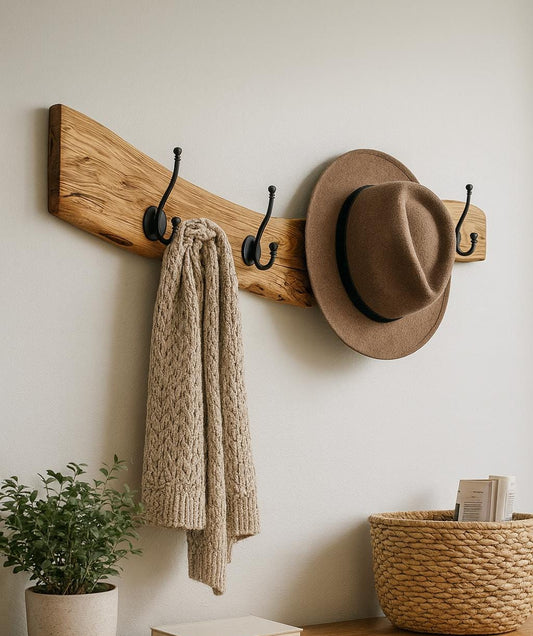 Live Edge Olive Wood Wall Mounted Coat & Hat Rack