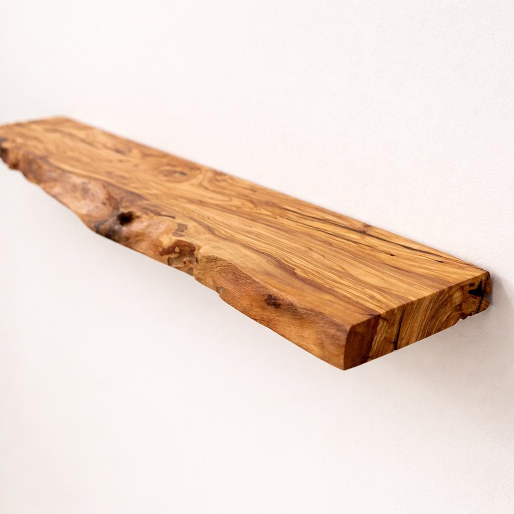 Handcrafted Olive Wood Floating Shelf