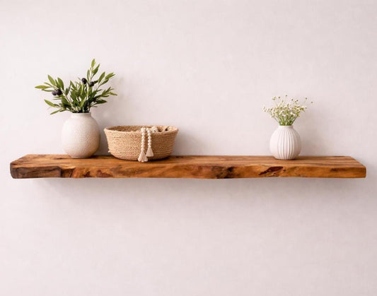 Handcrafted Olive Wood Floating Shelf